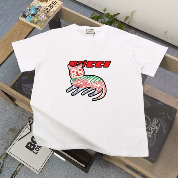 High Quality Gucci Short Sleeves White Cotton Print Style