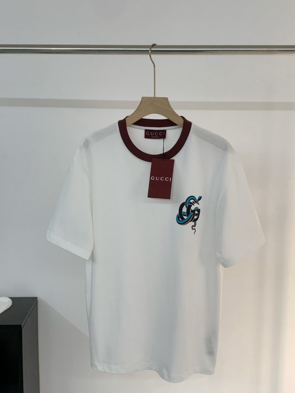 Premium Gucci Short Sleeves White Cotton Print Luxury