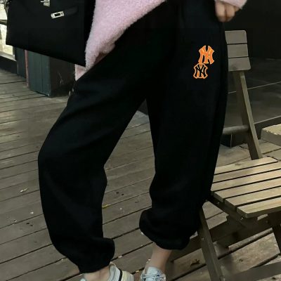High Quality Nike Sweatpants Orange Fleece Logo Collection