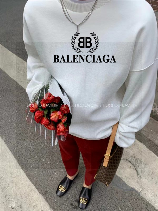 Luxury Balenciaga Sweatshirts Black Fleece Logo Luxury