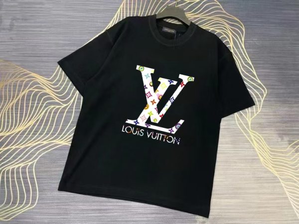 Premium Louis Vuitton Short Sleeves Black Cotton Logo Collection