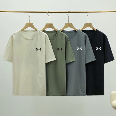 High Quality Under Armour Short Sleeves Black Silk Casual Luxury