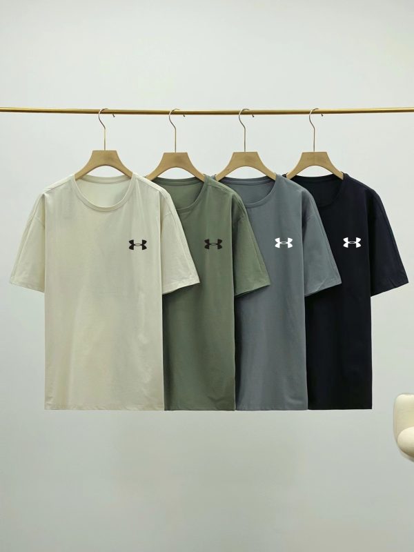 High Quality Under Armour Short Sleeves Black Silk Casual Luxury