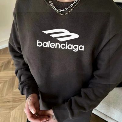 Premium Quality Balenciaga Sweatshirts Black Fleece Print Luxury