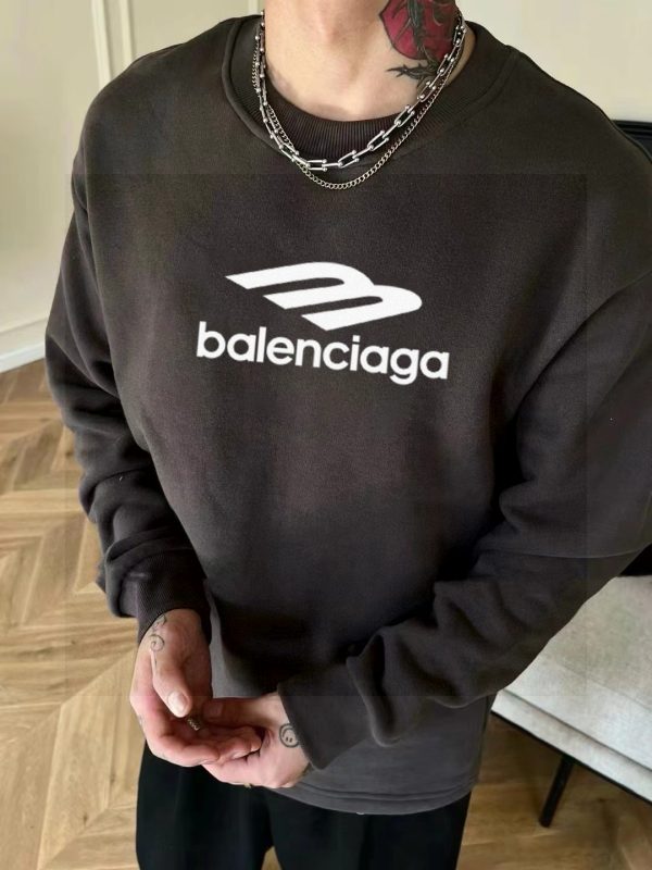 Premium Quality Balenciaga Sweatshirts Black Fleece Print Luxury