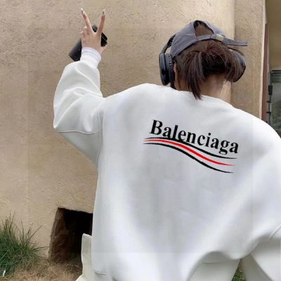 Premium Balenciaga Sweatshirts Black Fleece Print Luxury