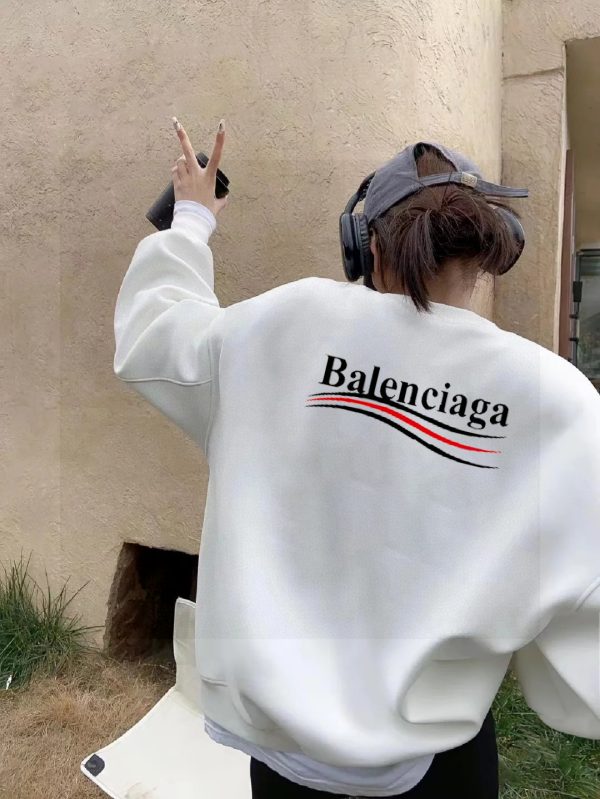 Premium Balenciaga Sweatshirts Black Fleece Print Luxury