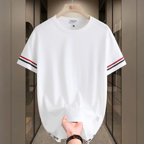 Premium Quality Thom Browne Short Sleeves Red Cotton Classic Collection