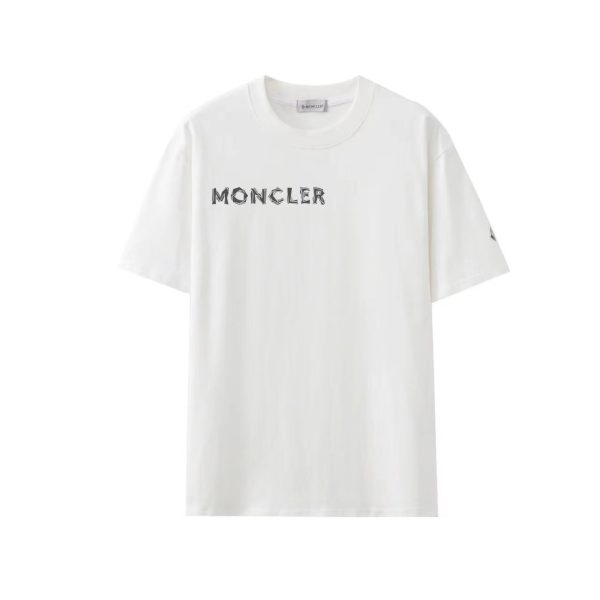 High Quality Moncler Short Sleeves Black Cotton Print Luxury