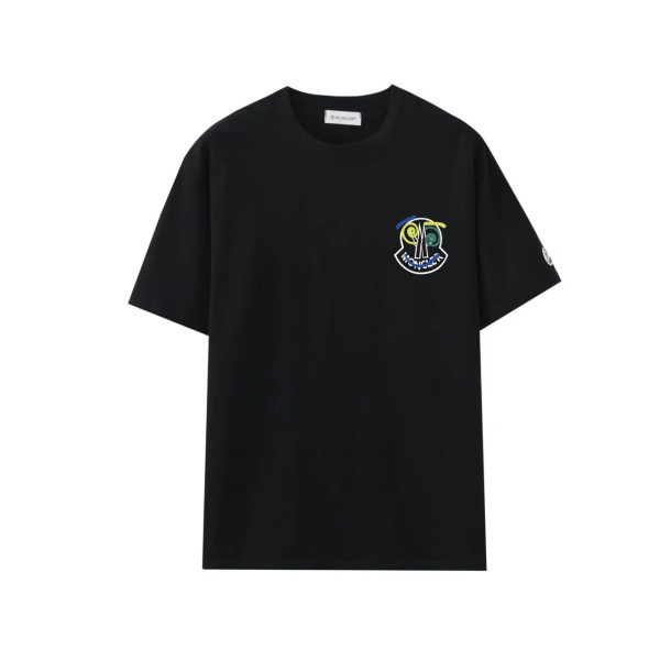 Premium Quality Moncler Short Sleeves Black Cotton Print Collection