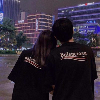 High Quality Balenciaga Short Sleeves Black Print Luxury