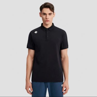 Best Selling Descente Polo Shirt Black Silk Breathable Luxury