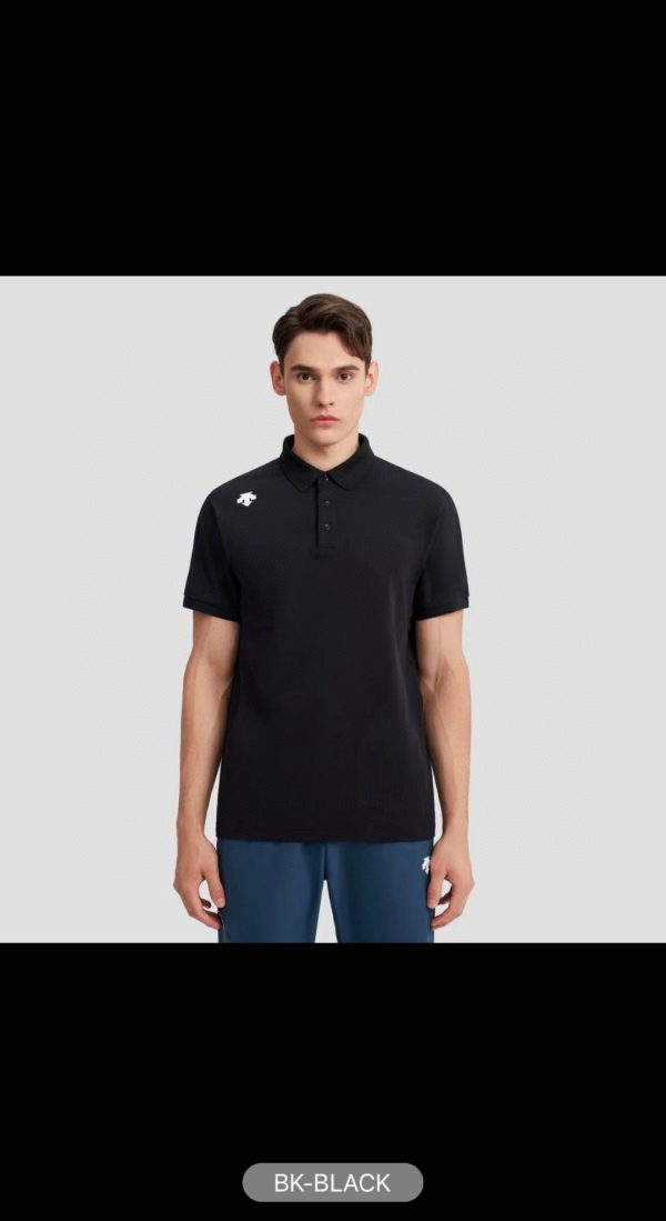 Best Selling Descente Polo Shirt Black Silk Breathable Luxury