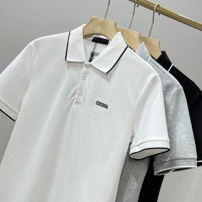Best Selling Zegna Short-Sleeved White Cotton Casual Collection