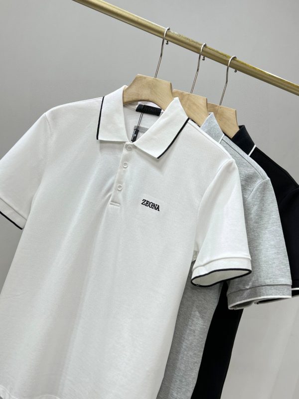 Best Selling Zegna Short-Sleeved White Cotton Casual Collection
