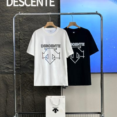 Luxury Descente Short Sleeves Black Cotton Print Luxury