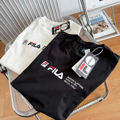 Premium Quality Fila Short Sleeves Black Cotton Print Collection