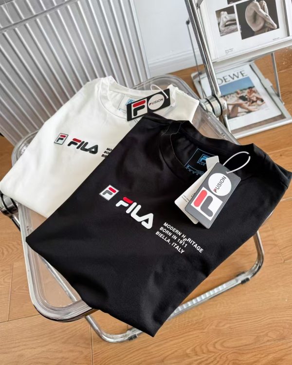 Premium Quality Fila Short Sleeves Black Cotton Print Collection