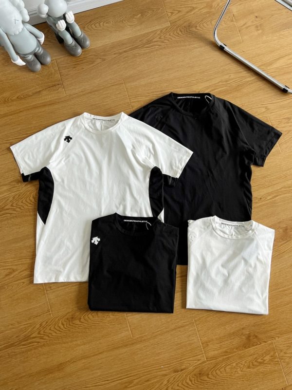 Best Selling Descente Short Sleeves Black Polyester Patchwork Collection