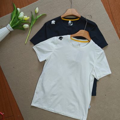 Luxury Descente Short Sleeves Black Cotton Casual Collection