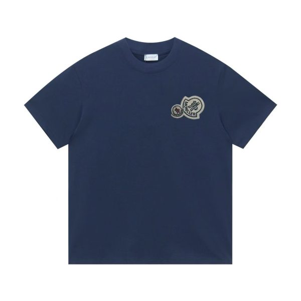 Luxury Moncler Short Sleeves Black Cotton Logo Collection