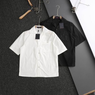 Premium Louis Vuitton Short Sleeves White Cotton Embroidered Luxury