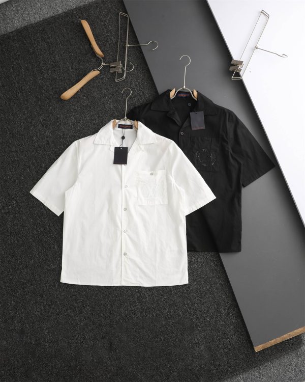Premium Louis Vuitton Short Sleeves White Cotton Embroidered Luxury