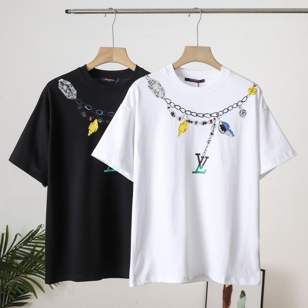 High Quality Louis Vuitton Short Sleeves Black Cotton Washed Luxury