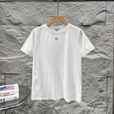 Luxury Chanel Short Sleeves White Cotton Logo Collection