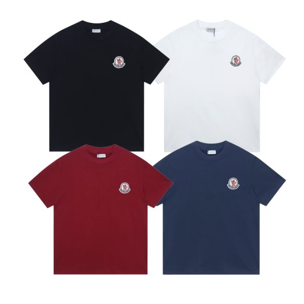 Premium Quality Moncler Short Sleeves Black Cotton Embroidered Style