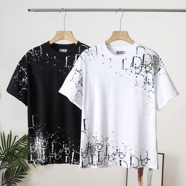 Premium Quality Dior Short Sleeves Black Cotton Logo Luxury