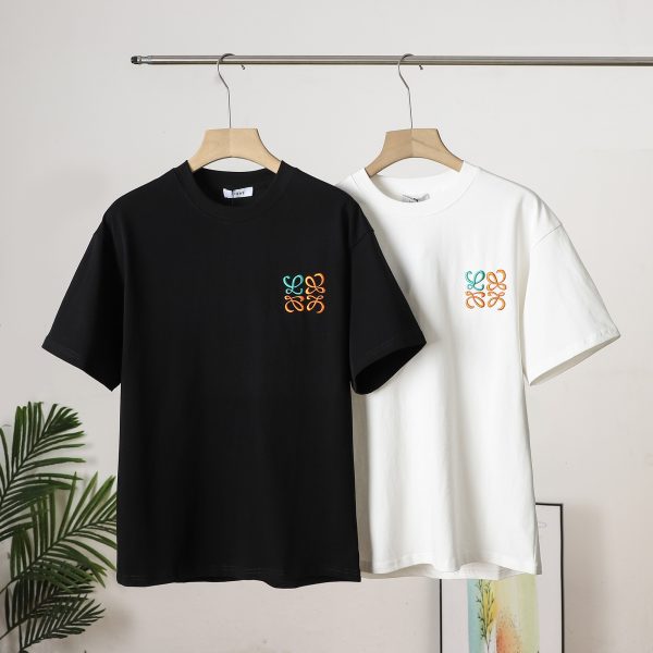 Premium Loewe Short Sleeves Black Cotton Embroidered Collection