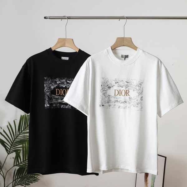 Premium Dior Short Sleeves Gold Cotton Embroidered Collection