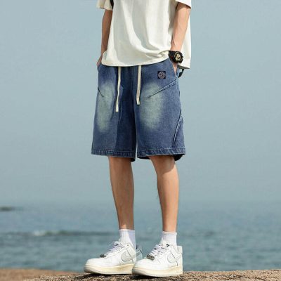 Premium Quality Stone Island Shorts Black Denim Solid Luxury