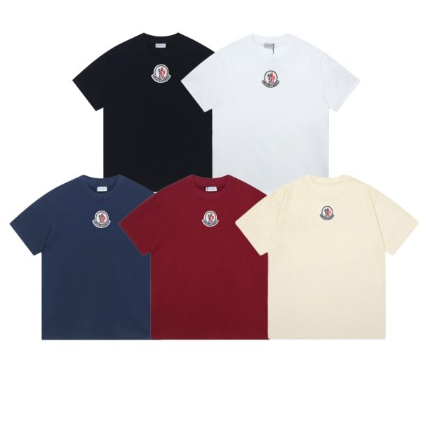Luxury Moncler Short Sleeves Black Cotton Embroidered Collection