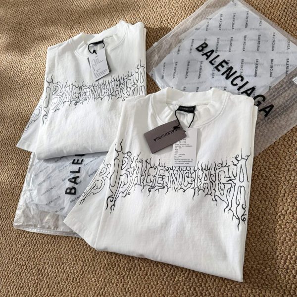 Luxury Balenciaga Short Sleeves White Cotton Casual Luxury