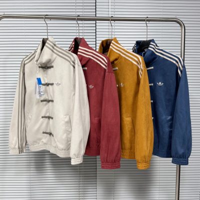 Luxury Adidas Coats White Suede Logo Luxury