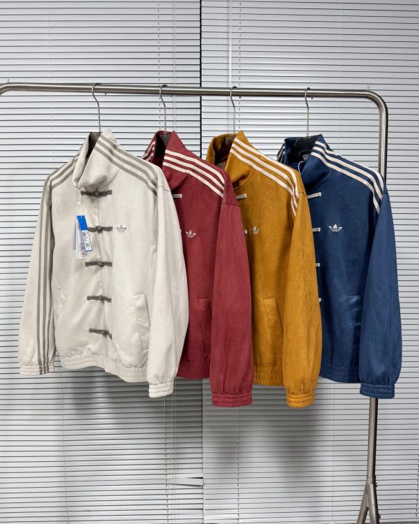Luxury Adidas Coats White Suede Logo Luxury
