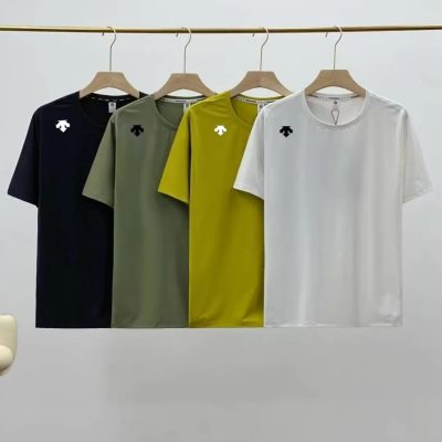 Best Selling Descente Short Sleeves Black Silk Breathable Luxury