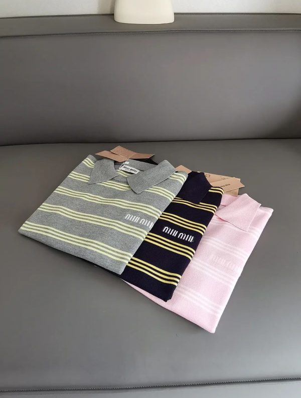 High Quality Miu Miu Short Sleeves Black Knit Jacquard Luxury