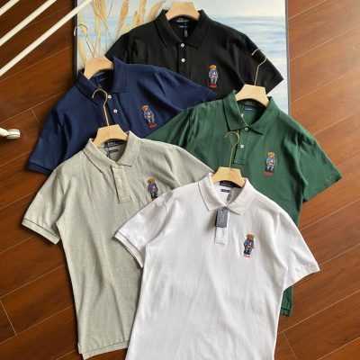 Luxury Ralph Lauren Short-Sleeved T-Shirts Gray Cotton Embroidered Collection