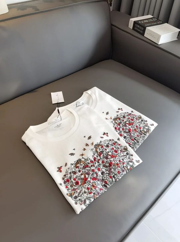 Premium Quality Dior Short Sleeves White Embroidered Style