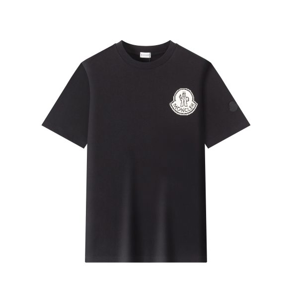 Best Selling Moncler Short Sleeves Black Cotton Logo Collection