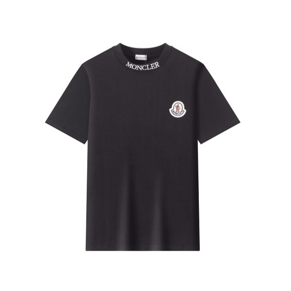 Premium Moncler Short Sleeves Black Cotton Embroidered Collection