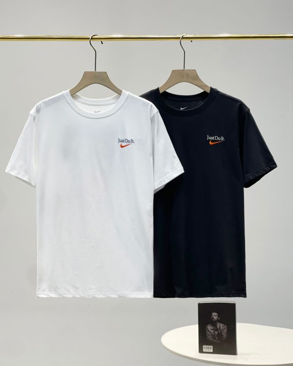Luxury Nike Short Sleeves Black Cotton Embroidered Collection