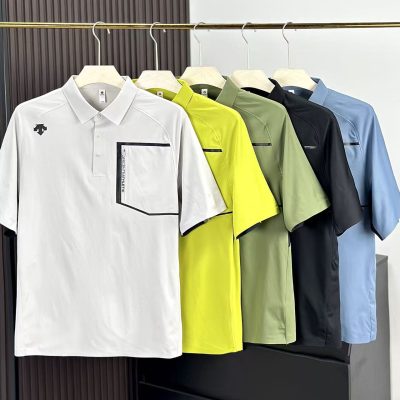 Premium Quality Descente Short Sleeves Gray Polyester Casual Luxury