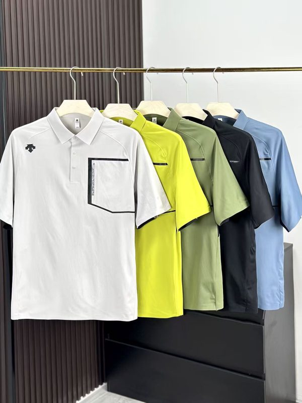 Premium Quality Descente Short Sleeves Gray Polyester Casual Luxury