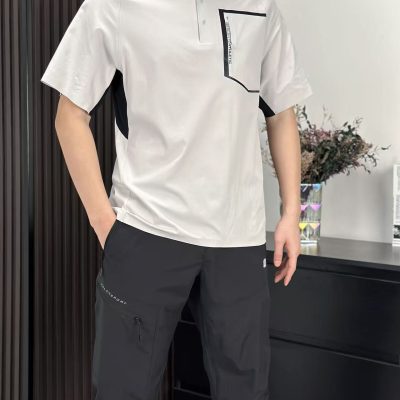 High Quality Descente Short Sleeves Gray Polyester Casual Style