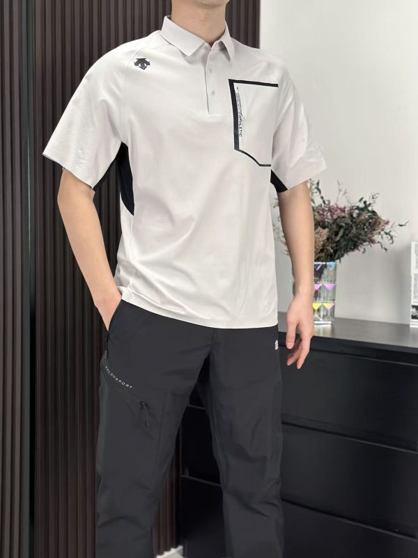 High Quality Descente Short Sleeves Gray Polyester Casual Style