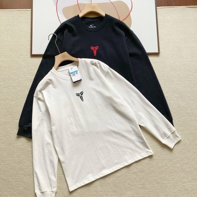 Luxury Nike Long Sleeves Black Cotton Logo Luxury